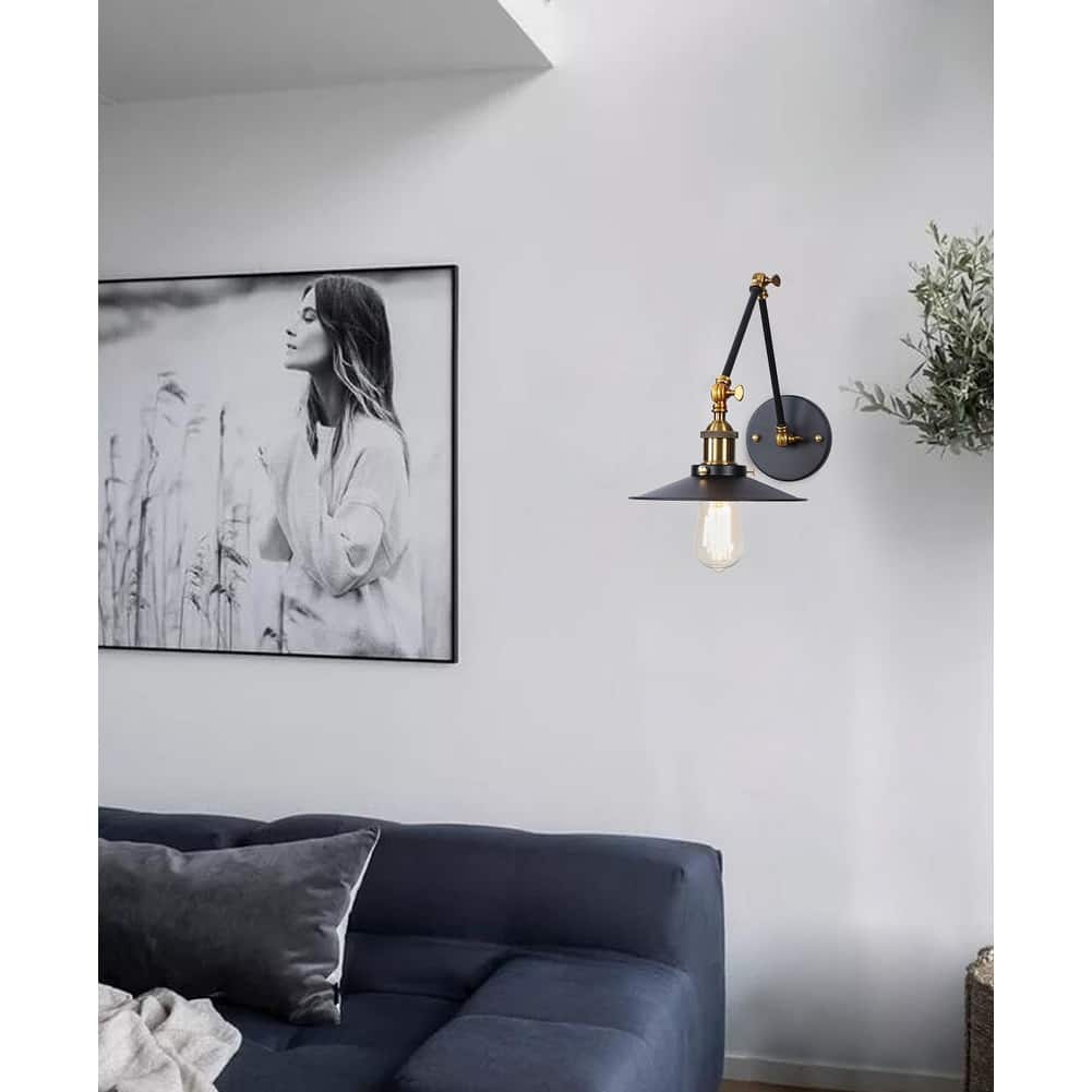 Industrial Black 1-Light Adjustable Swing Arm Wall Sconce