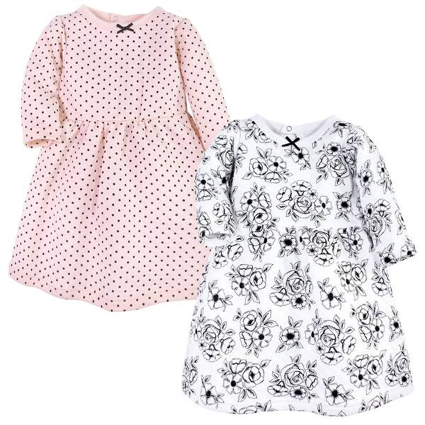 slide 1 of 1, Hudson Baby Toddler Girl Cotton Dresses, Black Toile Pink 2T - Black Toile Pink