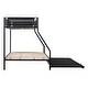 preview thumbnail 9 of 7, Twin over Full Metal Bunk Bed with Trundle, Noise-Free Wood Slats, Textilene Guardrail