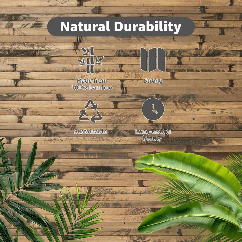 Art3d 48 x 96 in Natural Bamboo Wall Panel for Wall Decor for Living Room,Bedroom,Office - 96 X 48