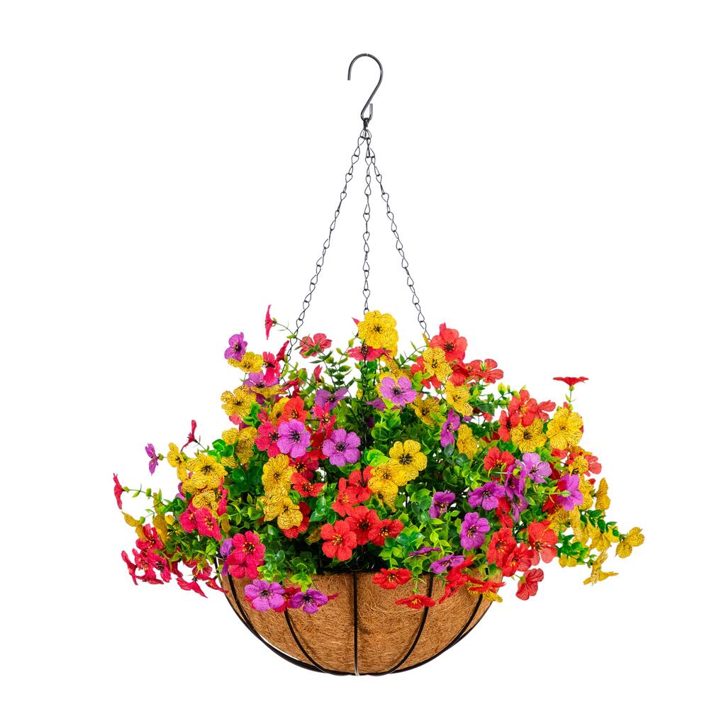 18-in UV Resistant Artificial Daisy Hanging Basket DIY Kit