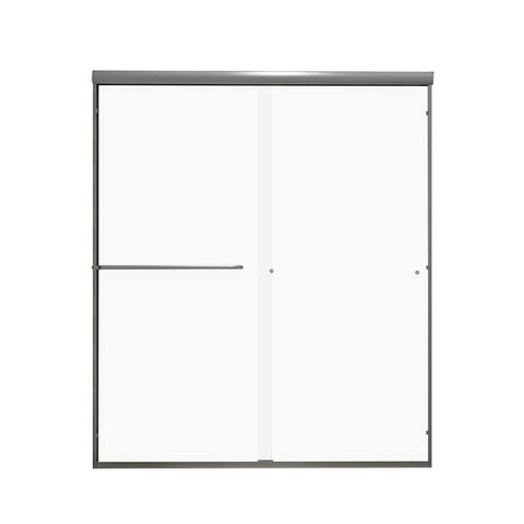 60"W x 70"H Single sliding framed shower door In Brush Titanium