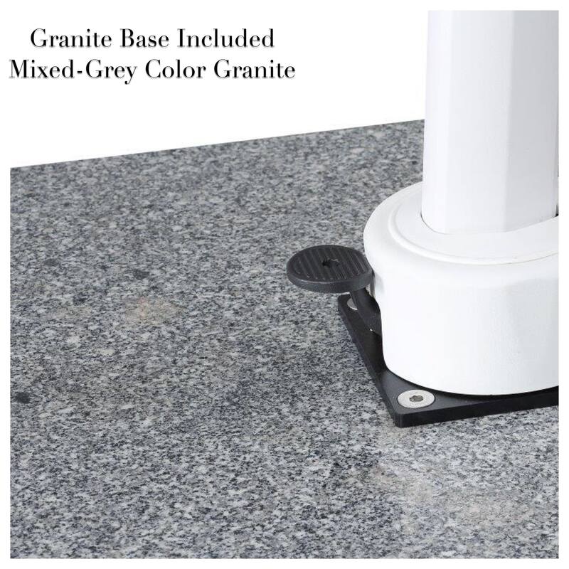 Margutta 10 ft. x 13 ft. Rectangle Aluminum Cantilever Tilt Outdoor Parasol Patio Umbrella with Granite Base in Mouse Gray