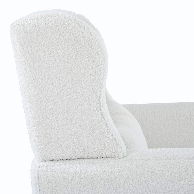 Teddy Fabric Accent Chair with Wooden Legs and Mid-Century Lounge Chair (275lb Capacity)