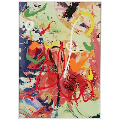 Canvas Abstract Paint Splatter Wall Art with White Frame - Multi Colored - CosmoLiving by Cosmopolitan