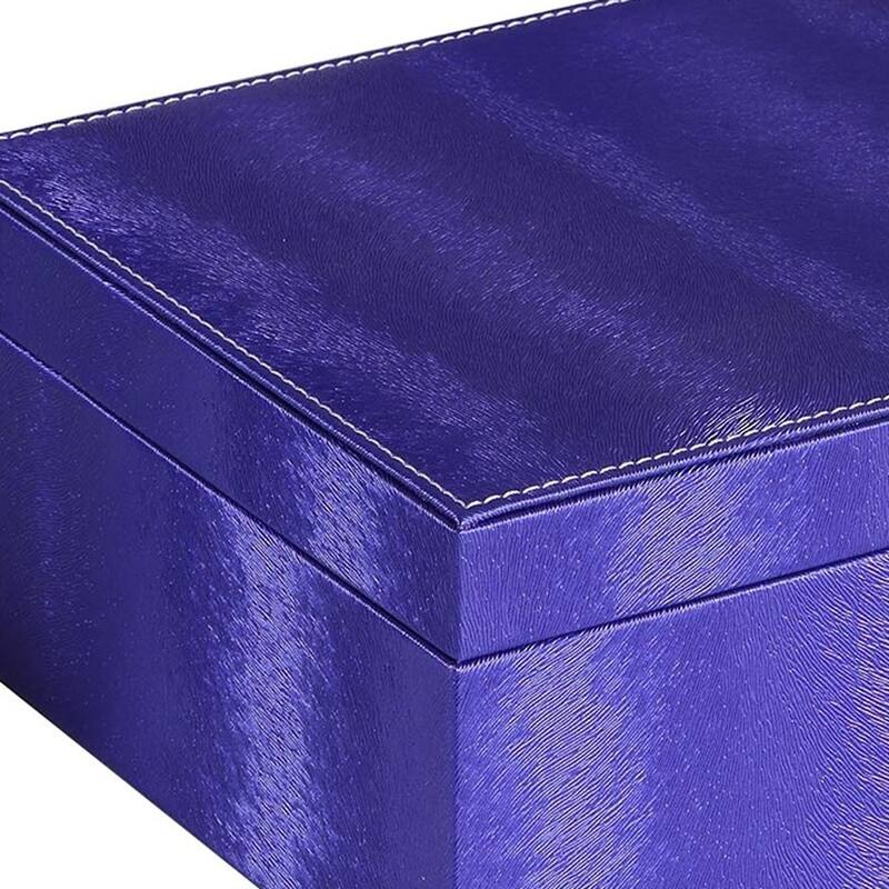 10" Azure Faux Leather Six Section Mirrored Jewelry Box