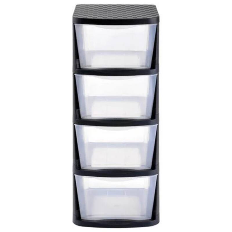 Juggernaut Storage Clear Plastic 4 Drawer Home Storage Tower with Black Frame - 9