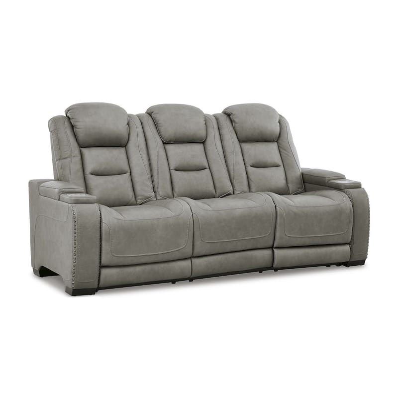 Signature Design by Ashley Man-Den Leather Power Adjustable Dual Reclining Sofa - 85" W x 40" D x 43" H
