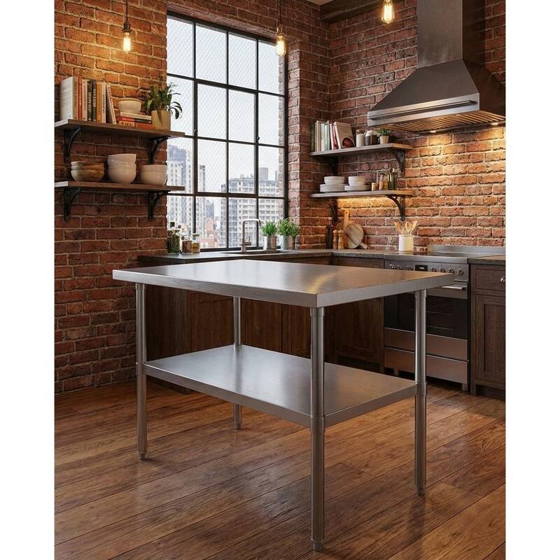 Heavy Duty Stainless Steel Work Table, with Adjustable Undershelf