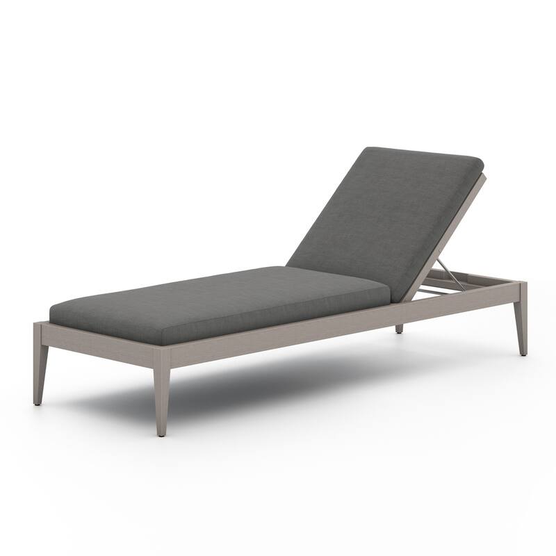 Atwood Outdoor Chaise Lounge-Washed Brown-FSC - 27.5W x 78.75D x 14.25H - Weathered Grey-FSC-Venao Charcoal
