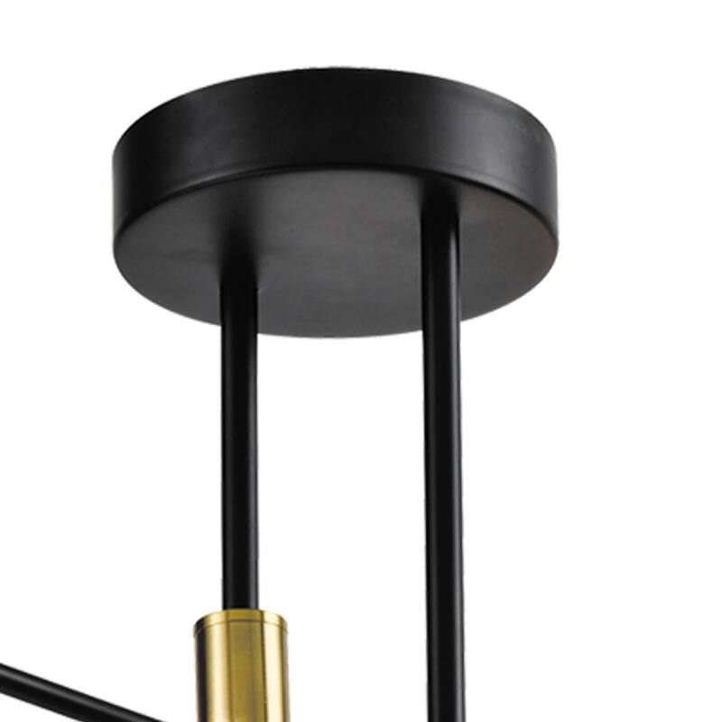 Maxax 4 - Light Sputnik Modern Linear Chandelier with Wrought Iron Accents