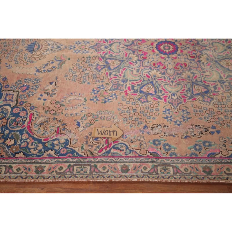 Mashad Persian Vintage Area Rug Handmade Wool Carpet - 6'7"x 9'11"