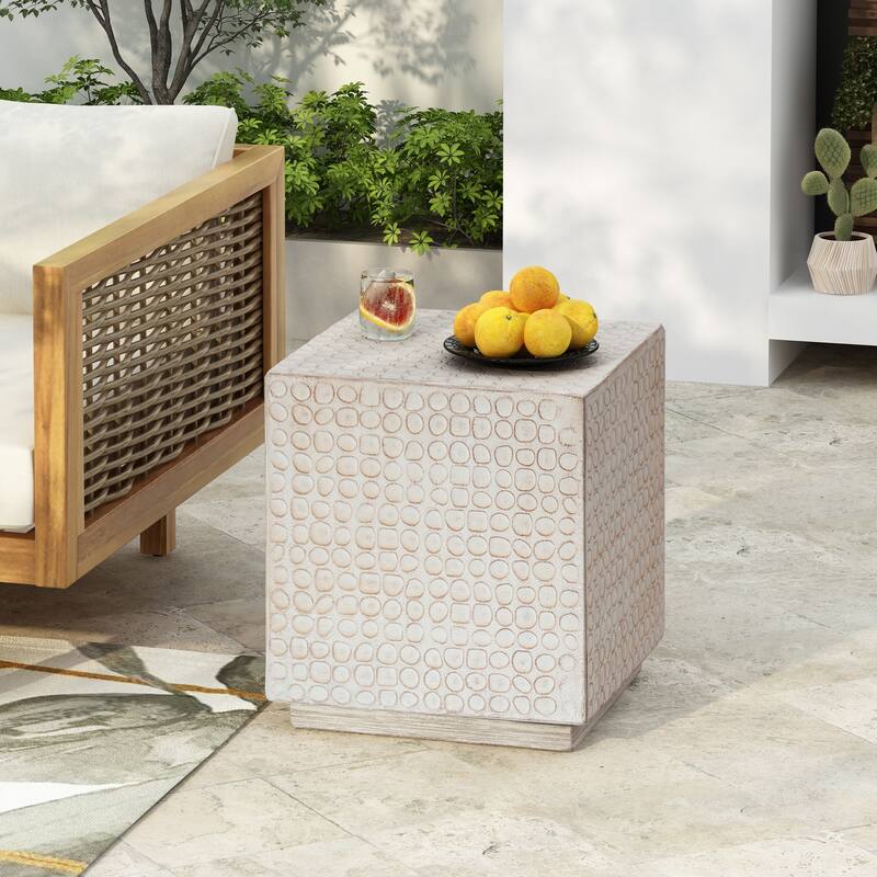 Christopher Knight Home - Hudson Modern Cube Side Table with Durable Magnesium Oxide Build - Antique Brown