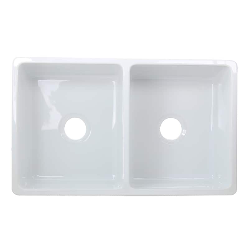 Highpoint Collection Fireclay 33-inch Double Bowl Fireclay Farmsink
