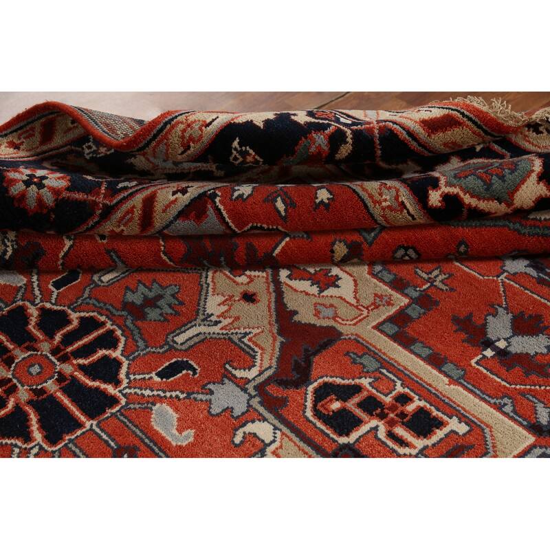 Geometric Heriz Serapi Oriental Area Rug Handmade Wool Carpet - 9'0"x 11'9"