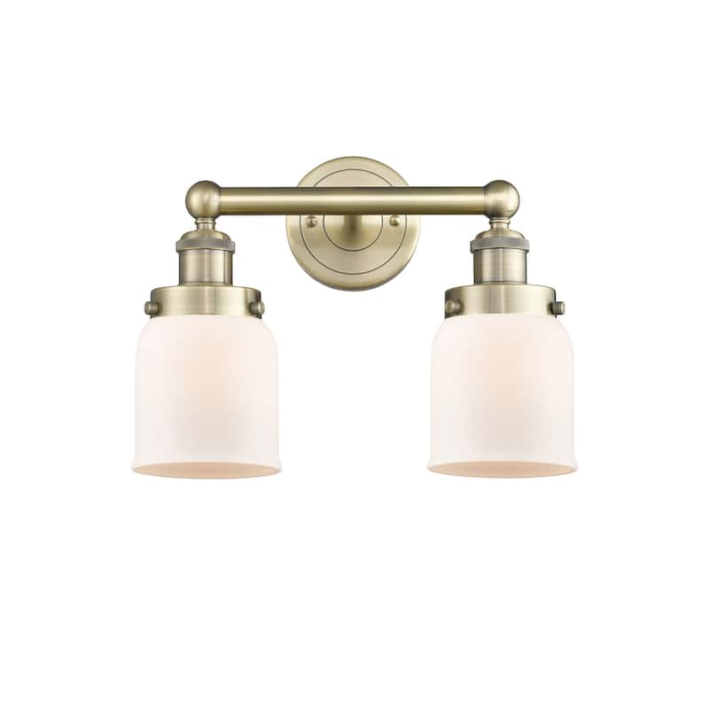 Innovations Lighting 616-2W-10-16 Bell Vanity Bell 2 Light 16" Wide - Antique Brass / Matte White