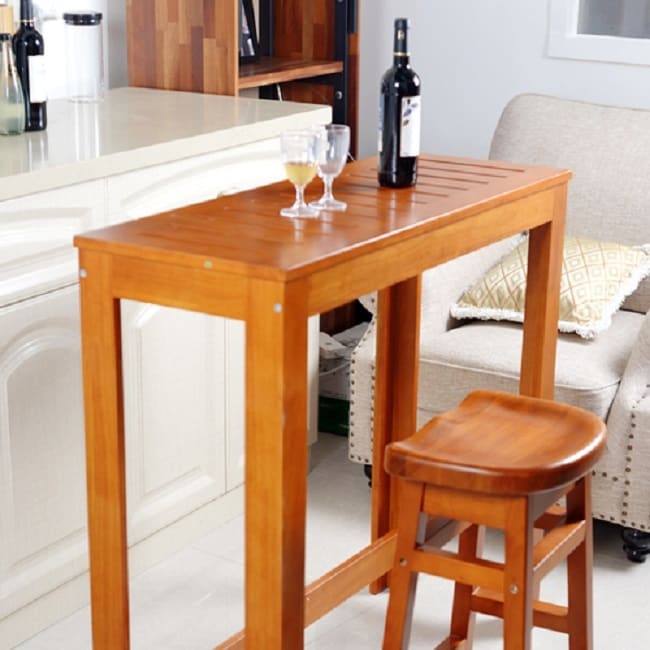 Rubber Wood Bar Table Solid Wood High Bar Design For Outdoor Restaurant  Clean Bar - Overstock - 35781036