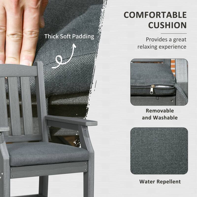 Outsunny 6 Pieces Patio Dining Set, 6 Seater Outdoor Table and Chairs Loveseat with Umbrella Hole