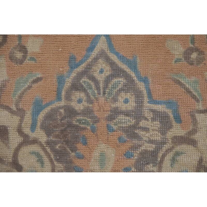 Hand Knotted Oriental 100% Wool Carpet Traditional Floral Peach Tabriz Area Rug - 13' 1'' X 9' 4''