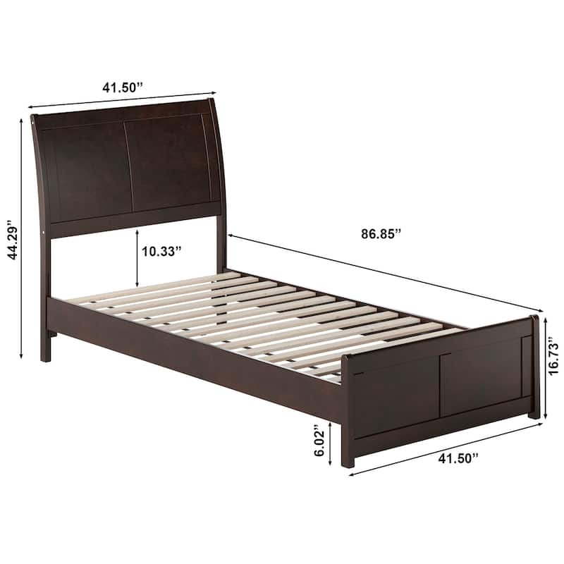 Valencia Solid Wood Low Profile Sleigh Platform Bed with Matching Footboard