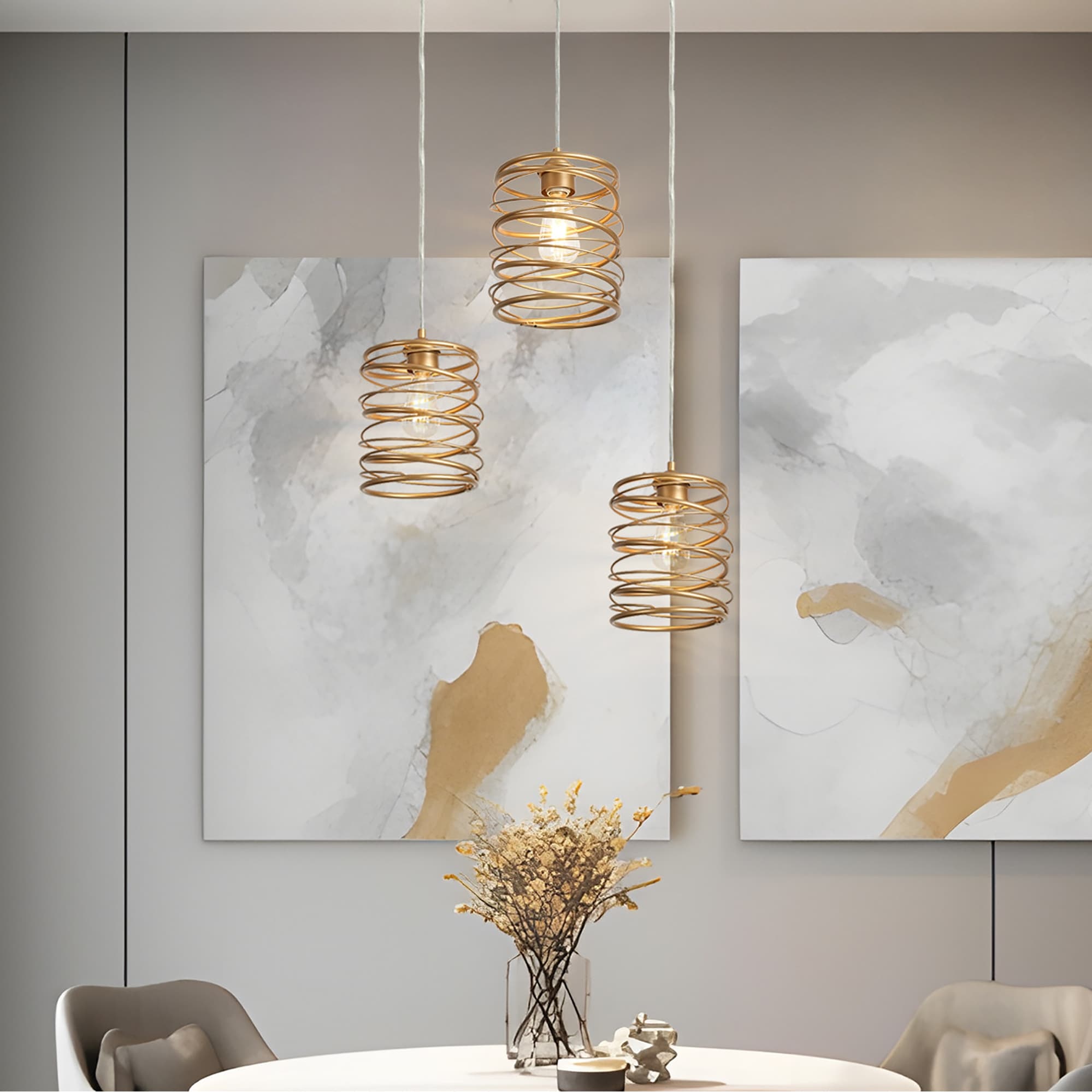 Modern Farmhouse Gold 1-Light Pendant Metal Kitchen Island Light