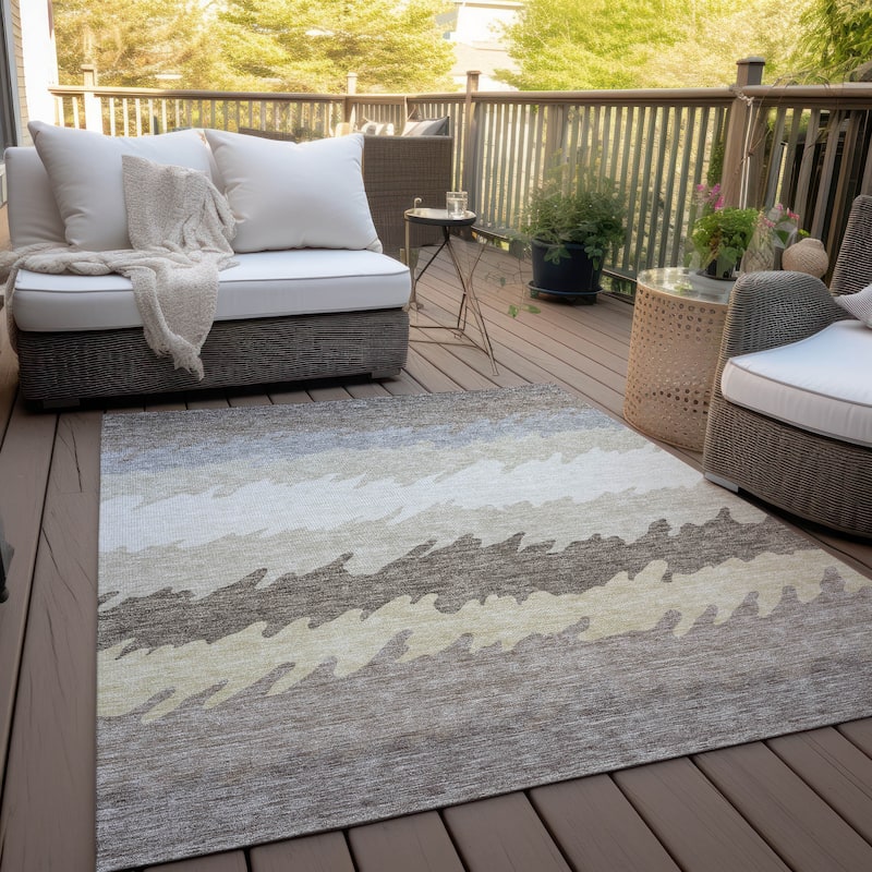 Machine Washable Indoor/ Outdoor Chantille Ombre Abstract Rug
