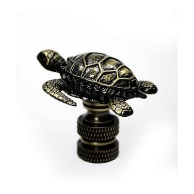 1.4"H Antique Metal Sea Turtle Antique Brass Base Lamp Finial