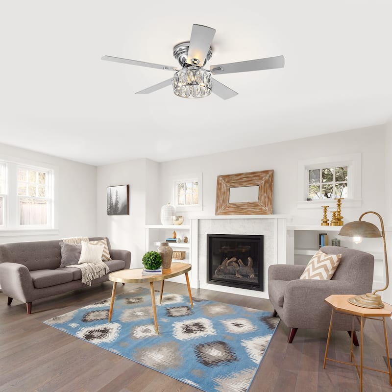52-inch Indoor Chrome Modern Ceiling Fan with Remote