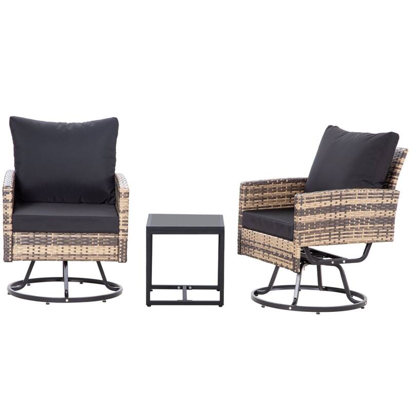 4 PCS Swivel Patio Conversation Set With Square Fire Table