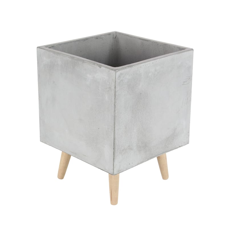 White Light Grey or Grey Fiber Clay Boho Modern Planter Pot (Set of 2) - S/2 15", 18"H