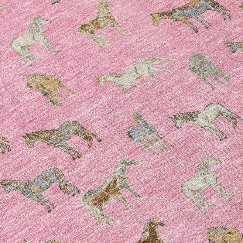 Machine Washable Indoor/ Outdoor Horses Chantille Rug