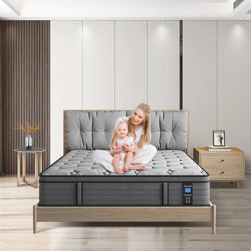 14-inch Hybrid Medium Euro Top Mattress, Pocket Spring Mattress in a Box