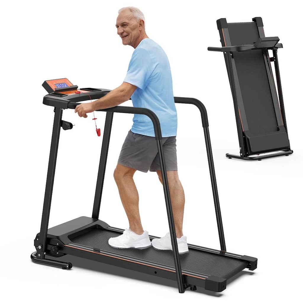 Walking Treadmills for Home, Extended Handrails for Recovery Fitness, Portable Foldable Treadmill