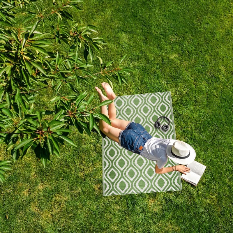 Playa Rug Outdoor Recycled Reversible Plastic Folded Mat/Rug Venice Collection Lightweight & Weather, Water and UV Resistant