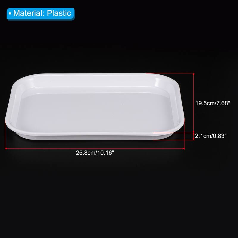 Fast Food Tray, Plastic Serving Tray Reusable Rectangle Tray - White - 10.2x7.7"