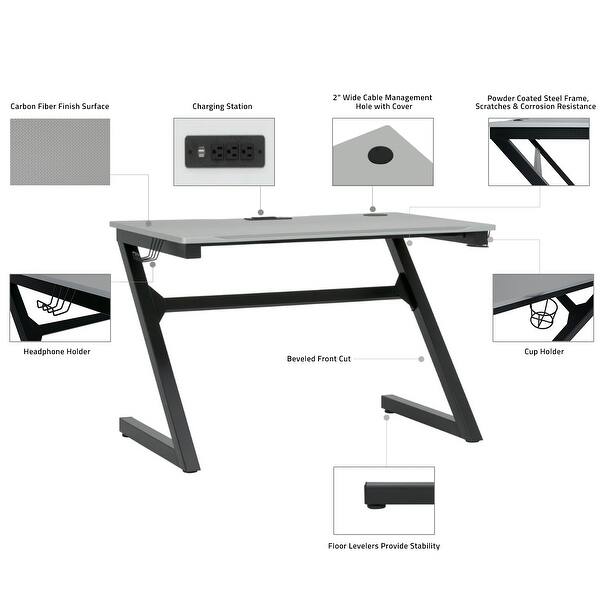 Shop Offex Gaming Zone Pc Gamer Computer Desk With Charging