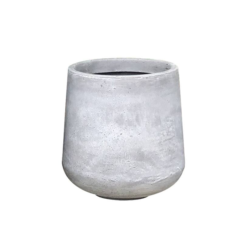 Small 13.4 in. Tall, Lightweight Concrete Indoor/Outdoor Round Planter - Natural Concrete