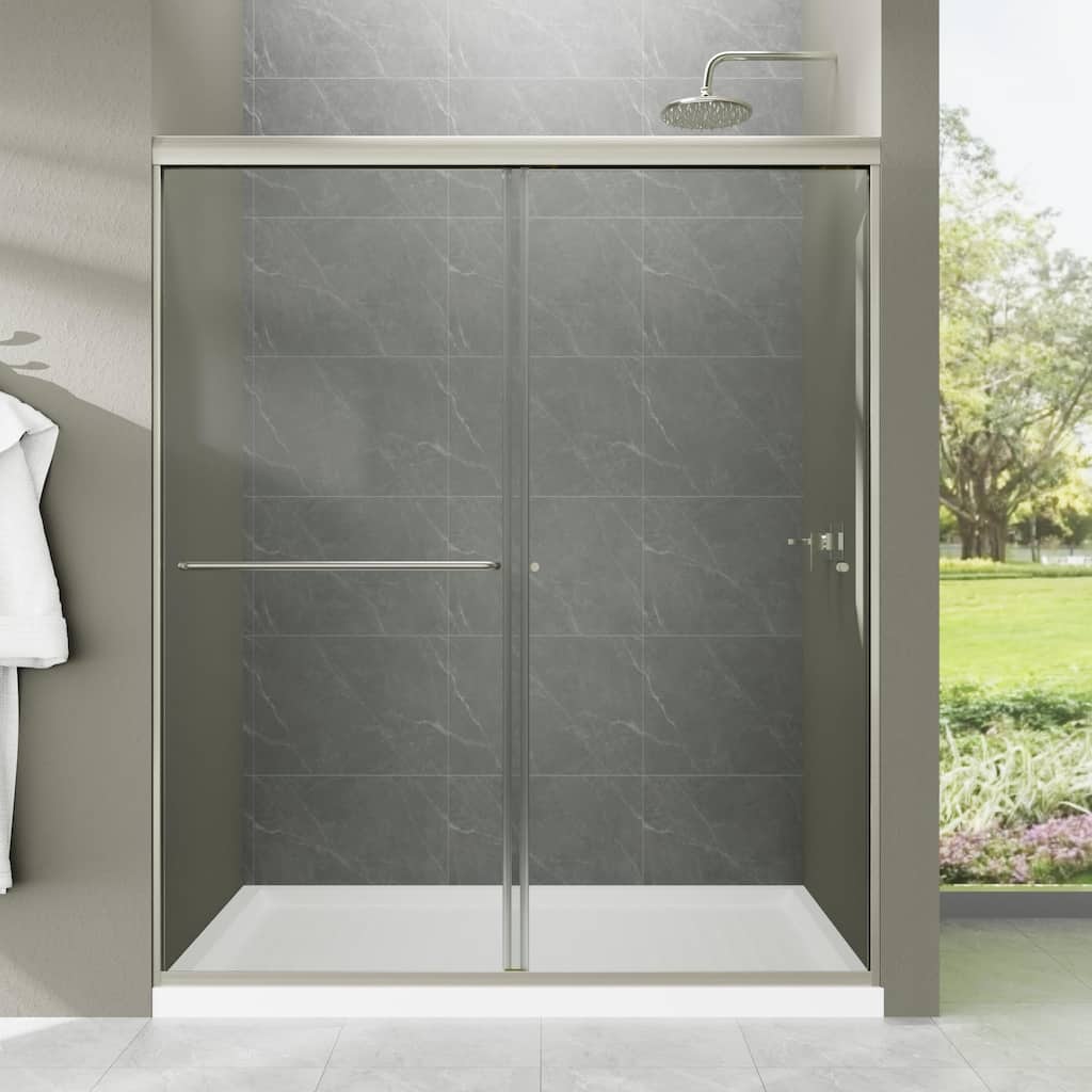 Double-sliding Shower Door with Clear Glass - 60 in.Wx70 in.H