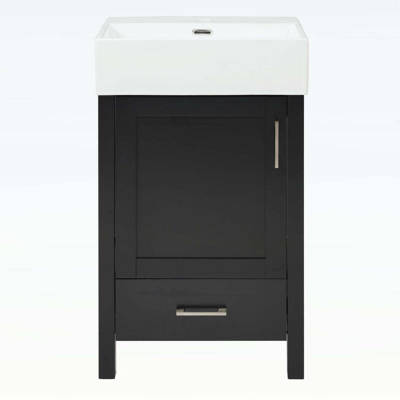 Minimalist Bathroom Vanity with Ceramic Sink,Wood Frame,and Drawer - Ideal for Small Bathrooms