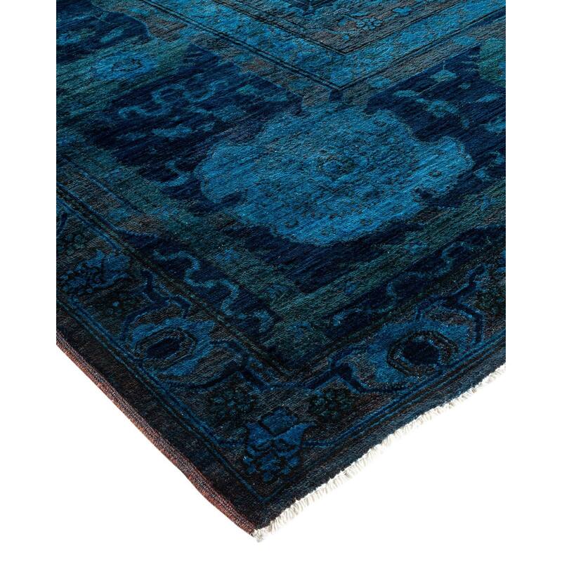Overton Hand Knotted Wool Vintage Inspired Modern Contemporary Overdyed Black Area Rug - 10' 0" x 13' 10"