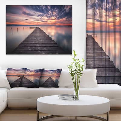 Designart "Colorful Sunset Over Lake" Landscape Photo Canvas Wall Art