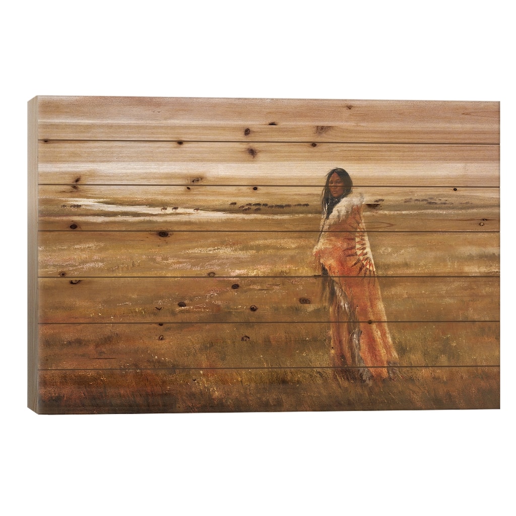 The Return Of White Buffalo Woman Print On Wood by David Joaquin - Multi-Color
