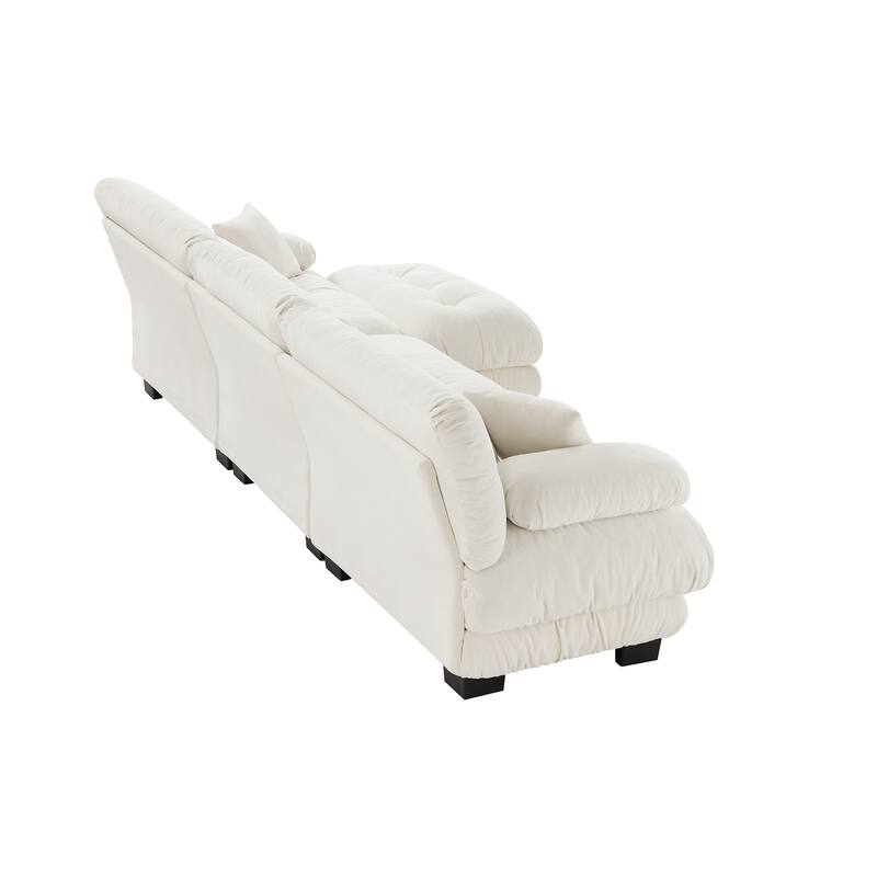GDFStudio - Octavian Chenille 3-Seater Cloud Sofa with 1 Convertible Ottoman