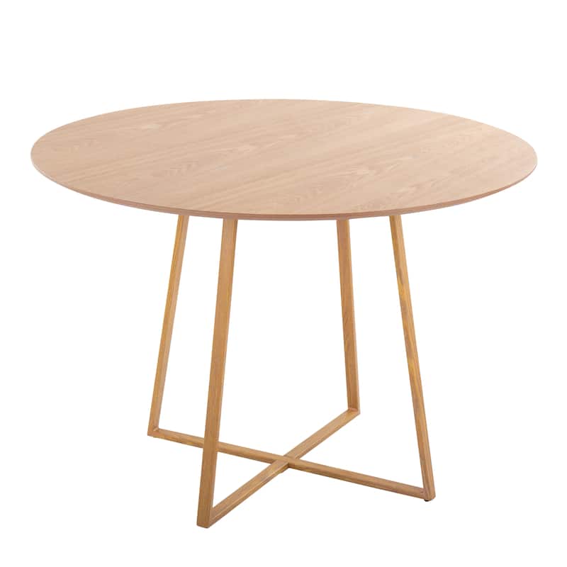 Carson Carrington Pugo 43" Natural Wood Printed Metal Dining Table