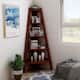 Furniture of America Kiki 5-tier Corner Ladder Display Bookshelf - Cherry