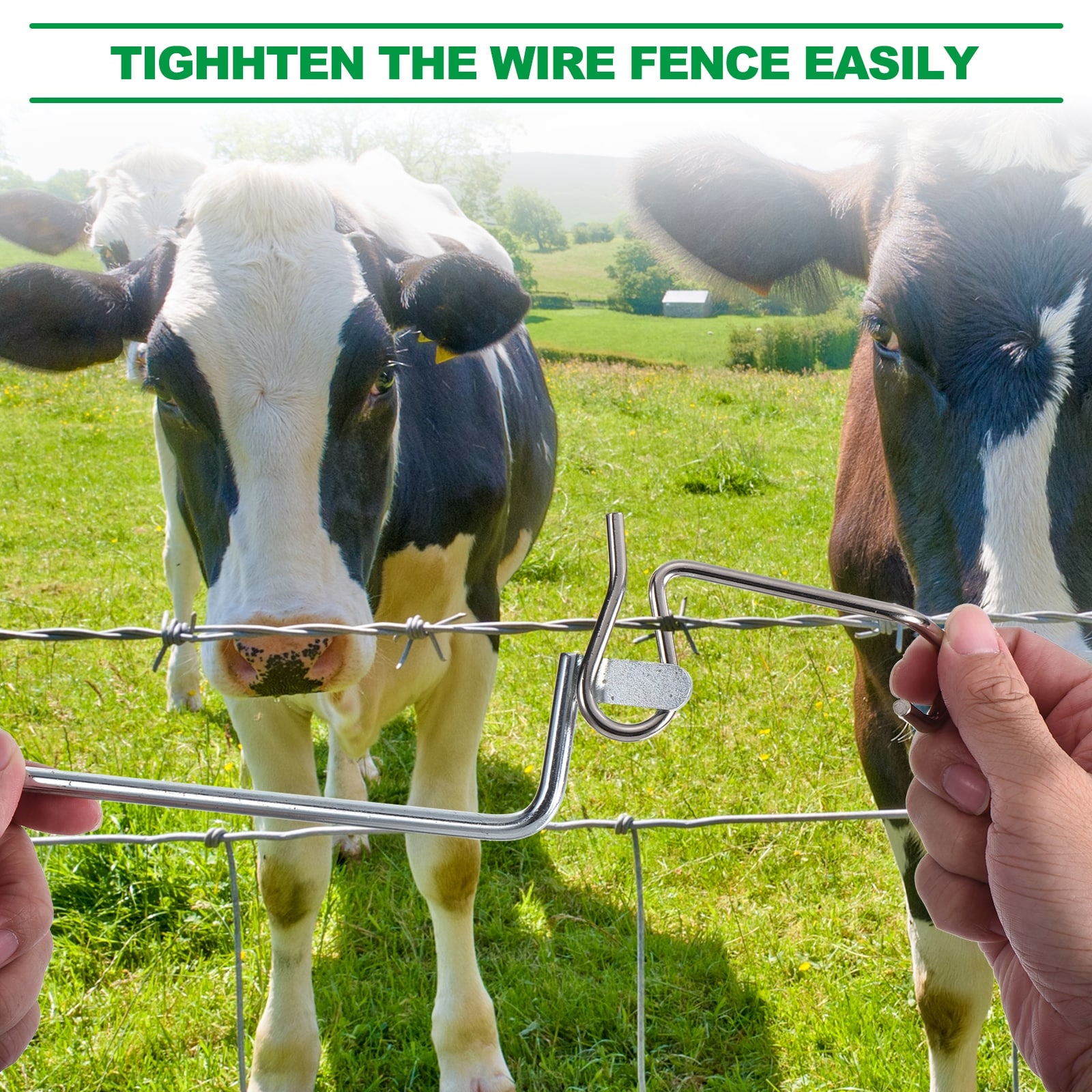 Fence Wire Tighteners Handle- Barb Wire Fence Tools, Fence Wire Tensioner  Tensioning Tool for Fast Tightening Wire Fence