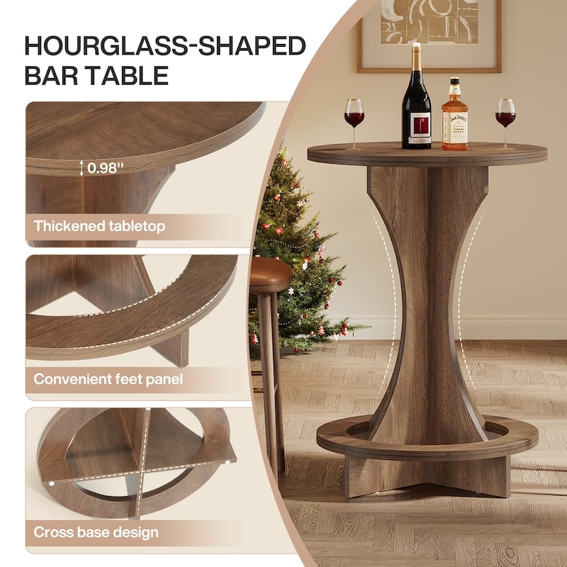 Round Bar Table, 35.4-Inch Tall Bistro Pub Table for Home Bar