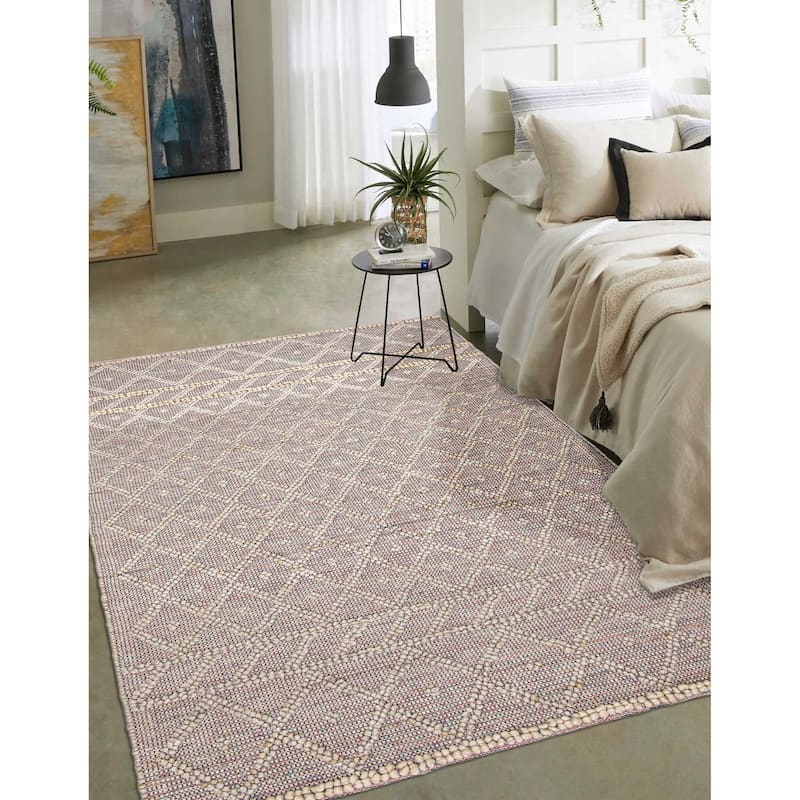 ECARPETGALLERY Braid weave Sienna Pink Wool Rug - 4'11 x 8'4