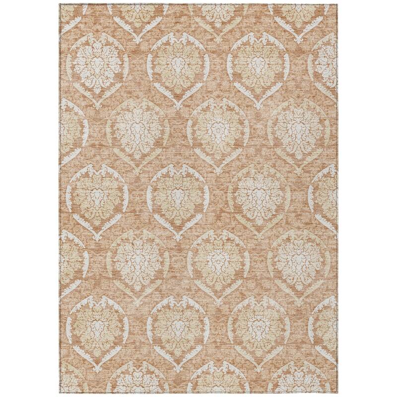 Machine Washable Indoor/ Outdoor Chantille Traditional Damask Rug