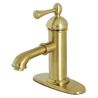 Kingston Brass Paris Single-Handle 1-Hole Deck Mount Bathroom Faucet in Brushed Brass
